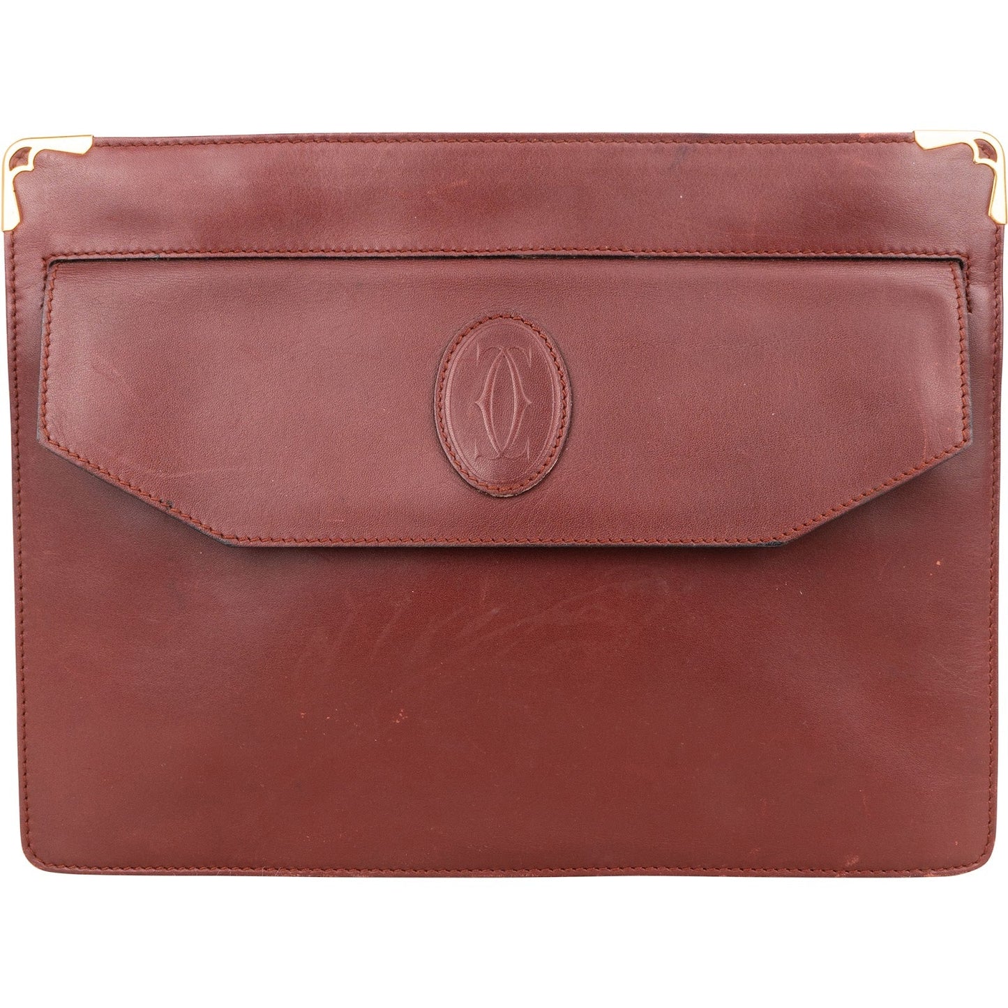 Cartier Bordeaux Leather Clutch