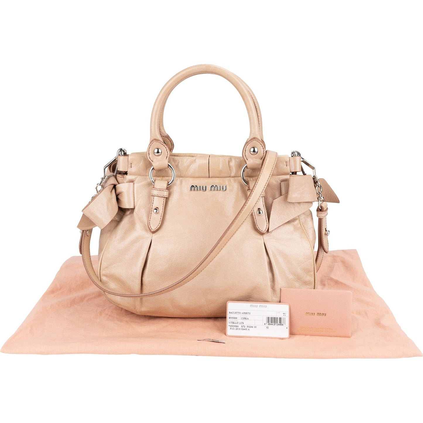 Miu Miu Vitello Lux Bow Bag Handbag