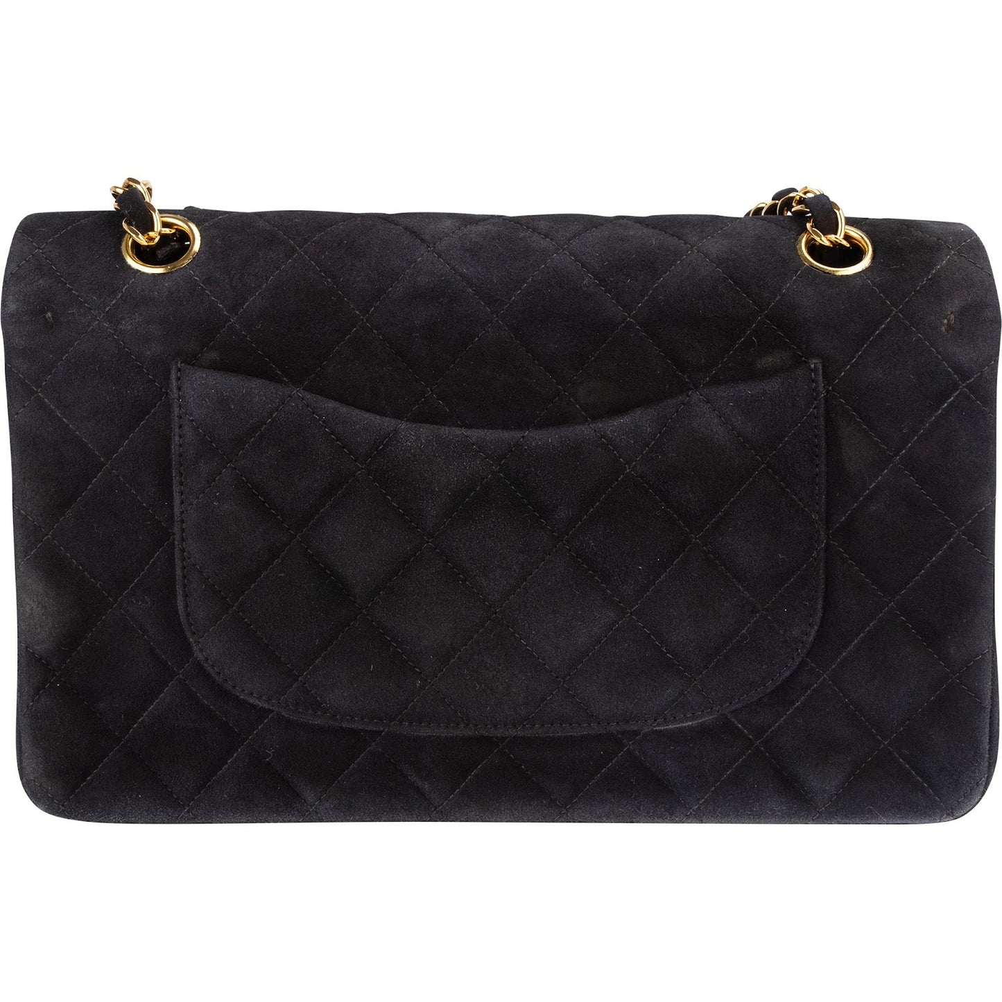 Chanel Quilted Suede 24K Gold Medium Double Flap Shoulder Bag