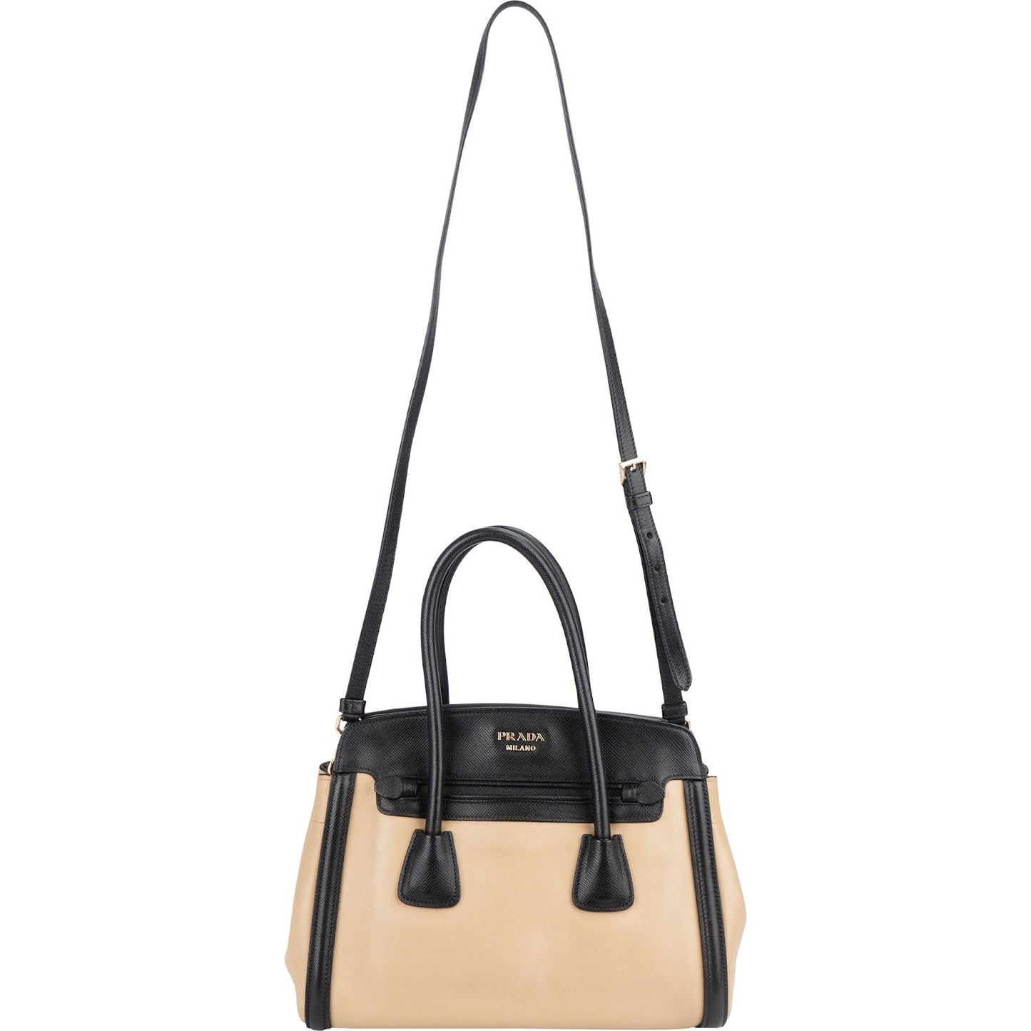 Prada Saffiano Bicolor Leather City Tote Handbag