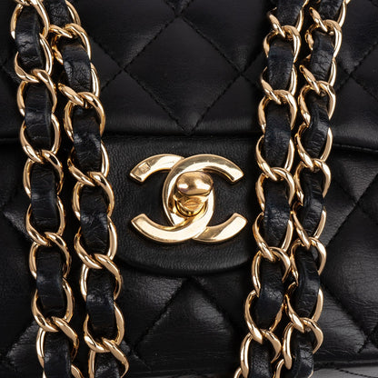 Chanel Quilted Lambskin CC Medium Double Flap Shoulder Bag