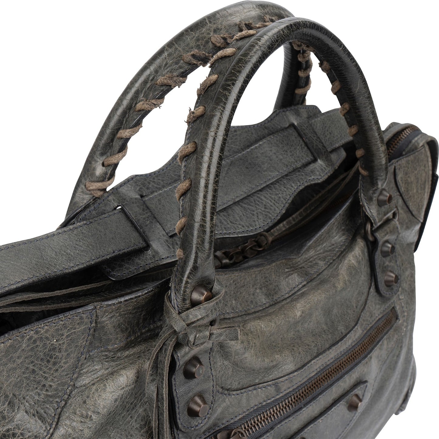 Balenciaga Dark Green Leather Classic City Handbag