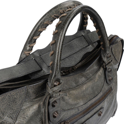 Balenciaga Dark Green Leather Classic City Handbag