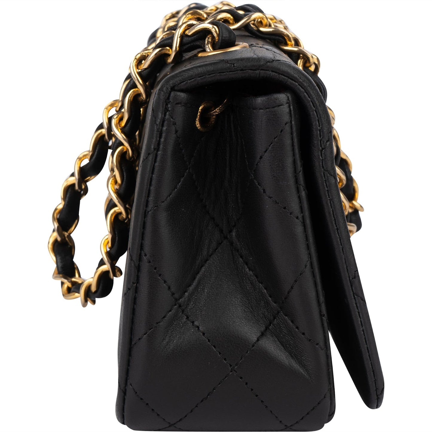 Chanel Quilted Lambskin 24K Gold Single Flap Crossbody Bag