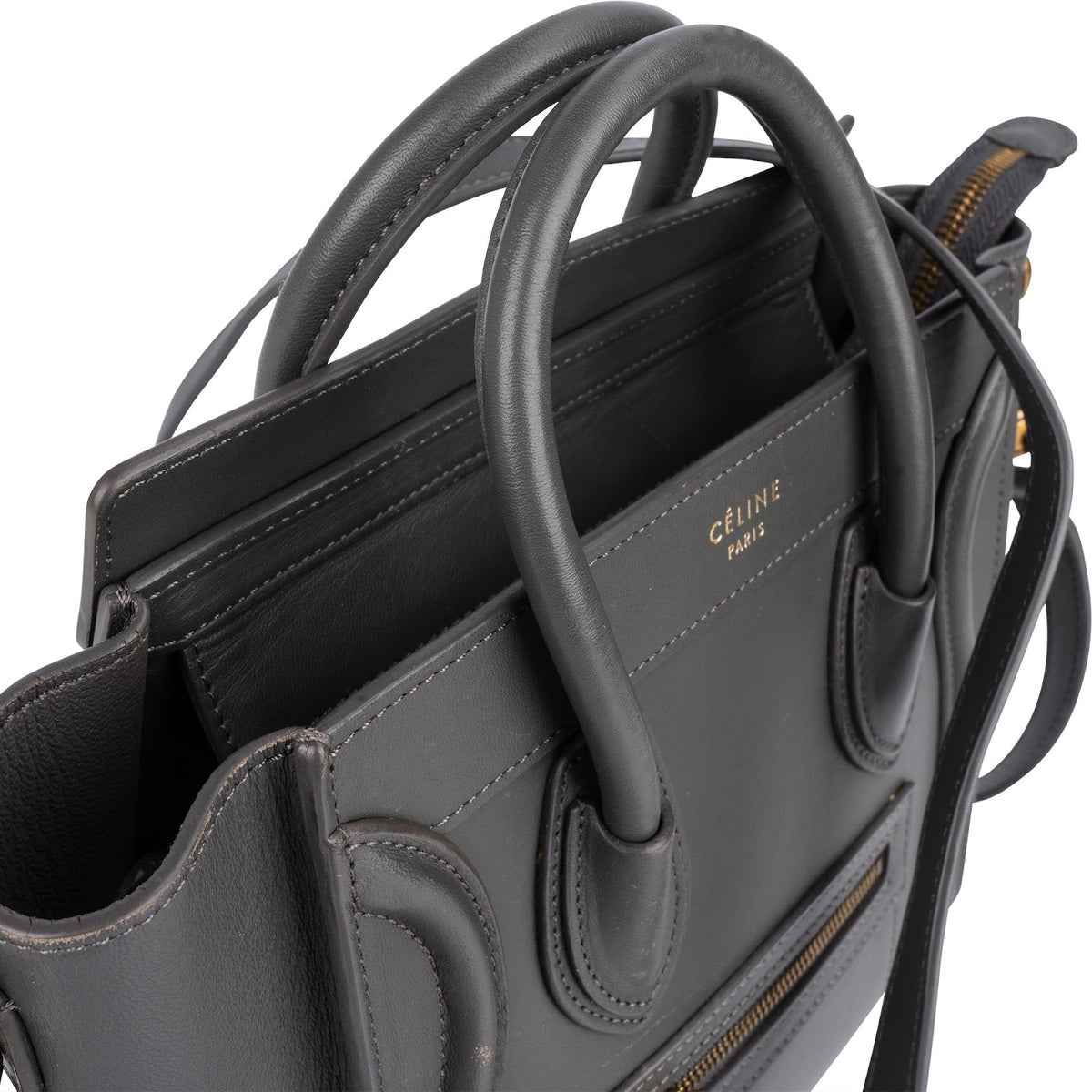 Céline Grey Leather Luggage Handbag
