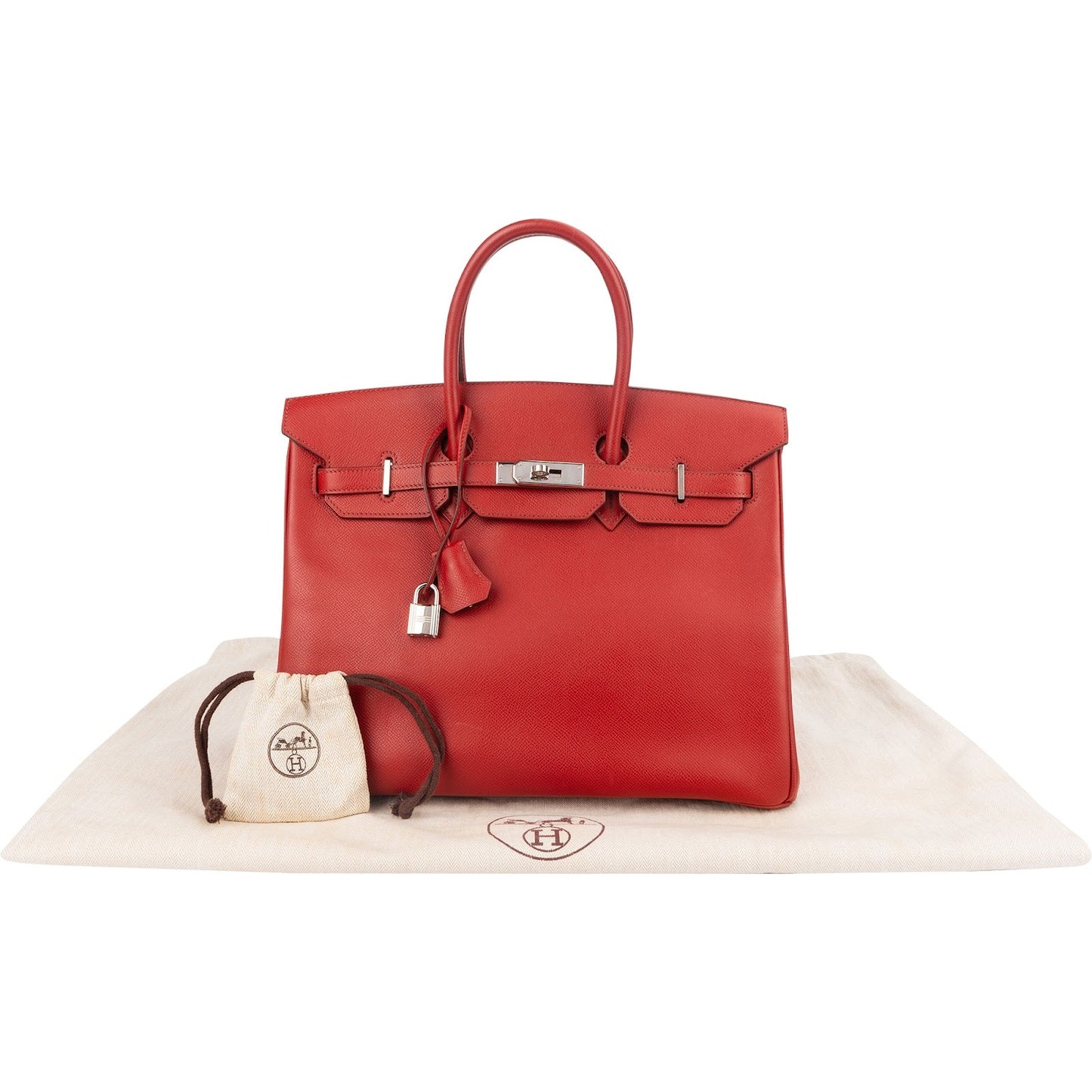 Hermès Rouge Epsom Leather Palladium Birkin 35 Handbag