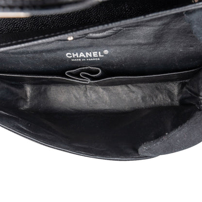 Chanel Quilted Caviar Leather Palladium Medium Double Flap Shoulder Bag