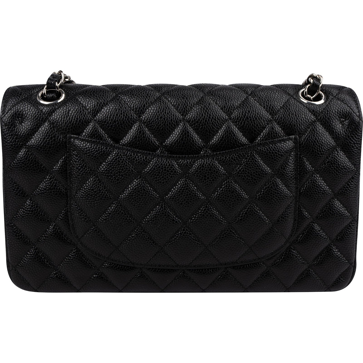 Chanel Quilted Caviar Leather Palladium Medium Double Flap Shoulder Bag