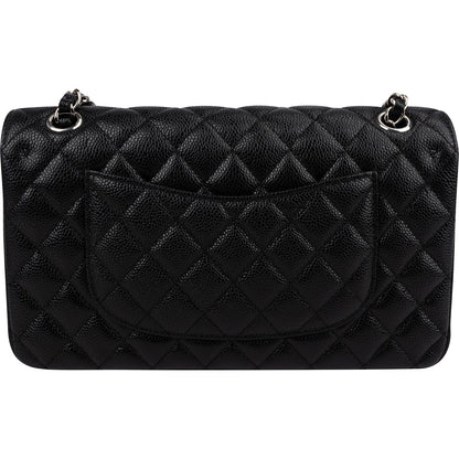Chanel Quilted Caviar Leather Palladium Medium Double Flap Shoulder Bag