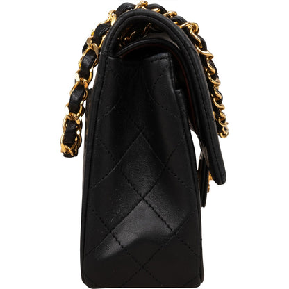 Chanel Quilted Lambskin Small 24K Gold Double Flap Shoulder Bag