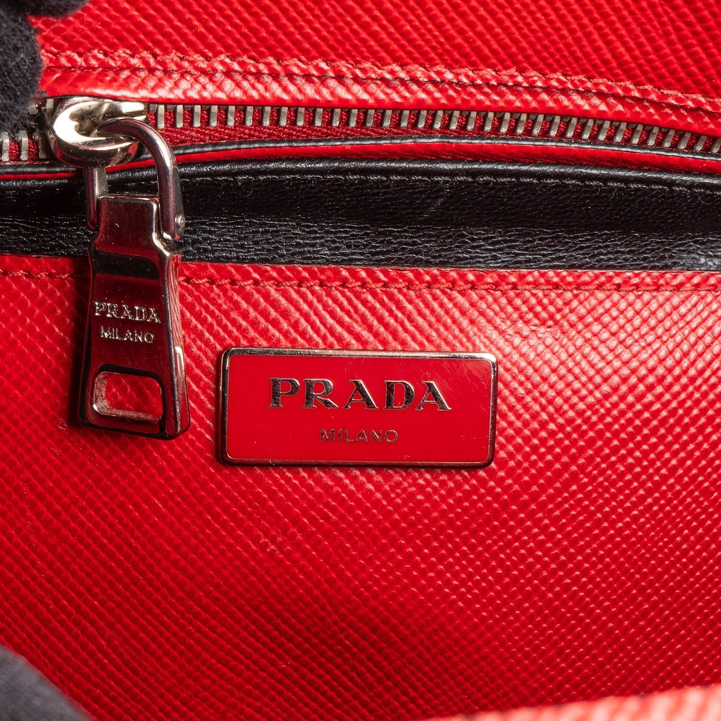 Prada Red Saffiano Leather Double Handbag