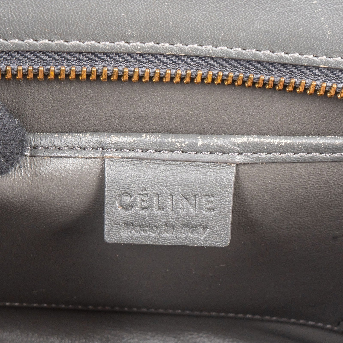 Céline Grey Leather Luggage Handbag
