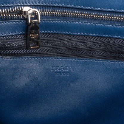 Prada Blue Leather Tote Shoulder Bag