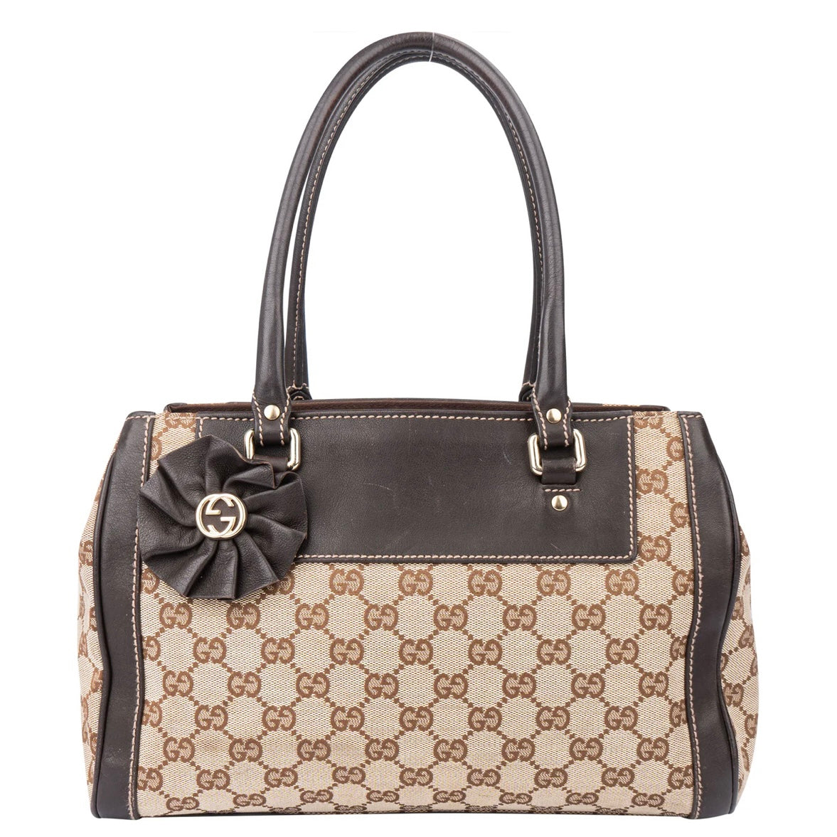 Gucci GG Monogram Leather Flower Handbag