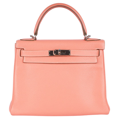 Hermès Rose Jaipur Kelly 28 Clemence Leather Handbag