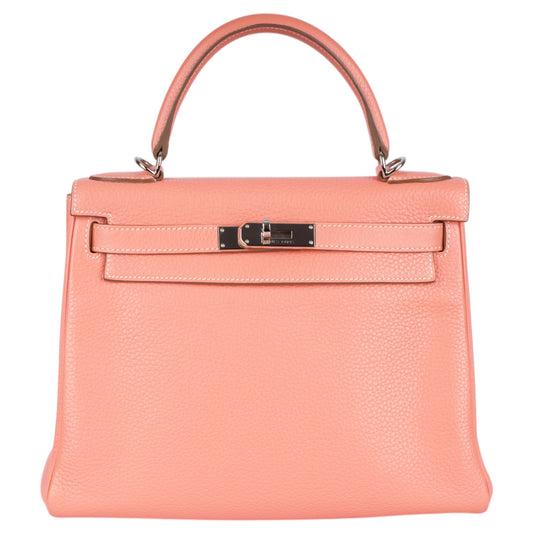 Hermès Rose Jaipur Kelly 28 Clemence Leather Handbag