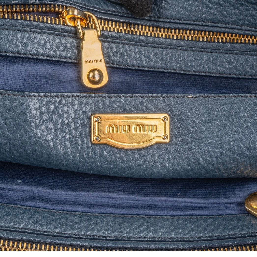 Miu Miu Vitello Daino Leather Tote Shoulder Bag