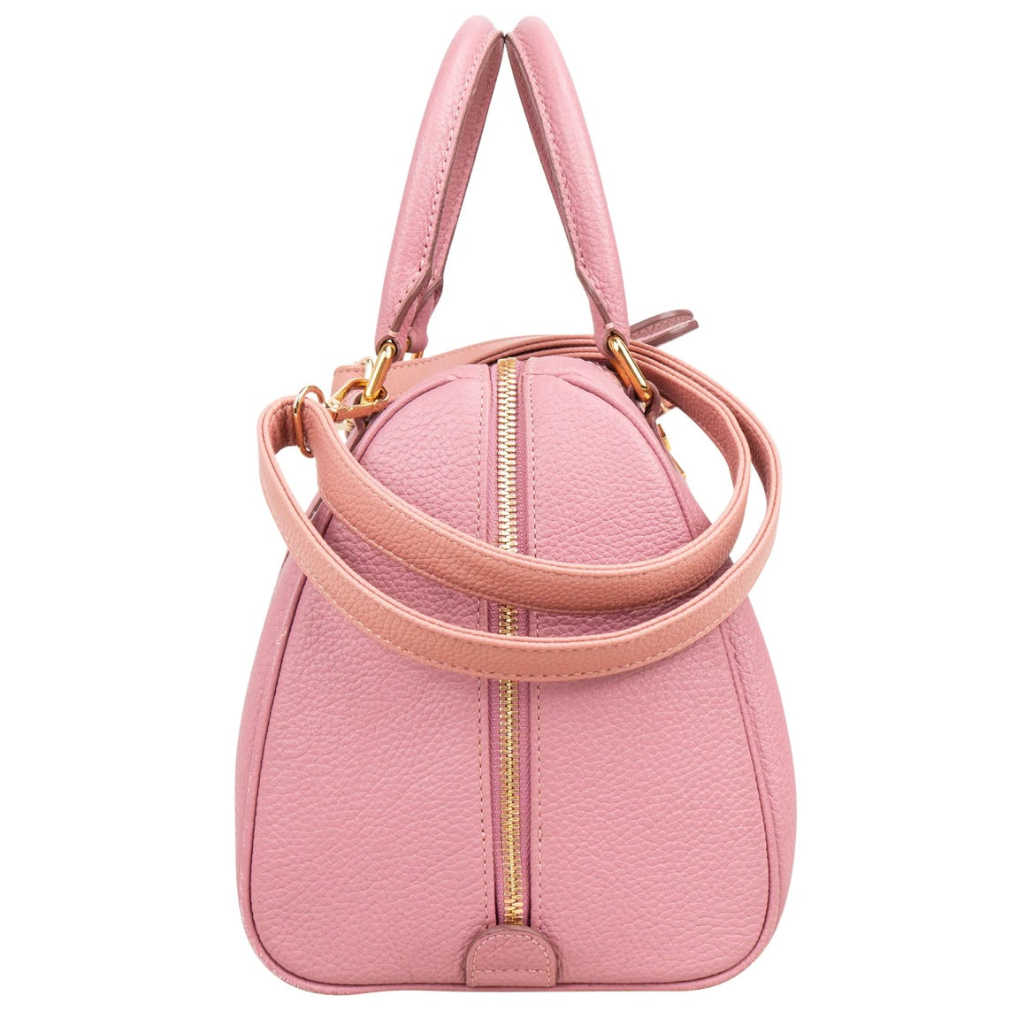 MCM Pebbled Leather Essential Studded Boston Handbag