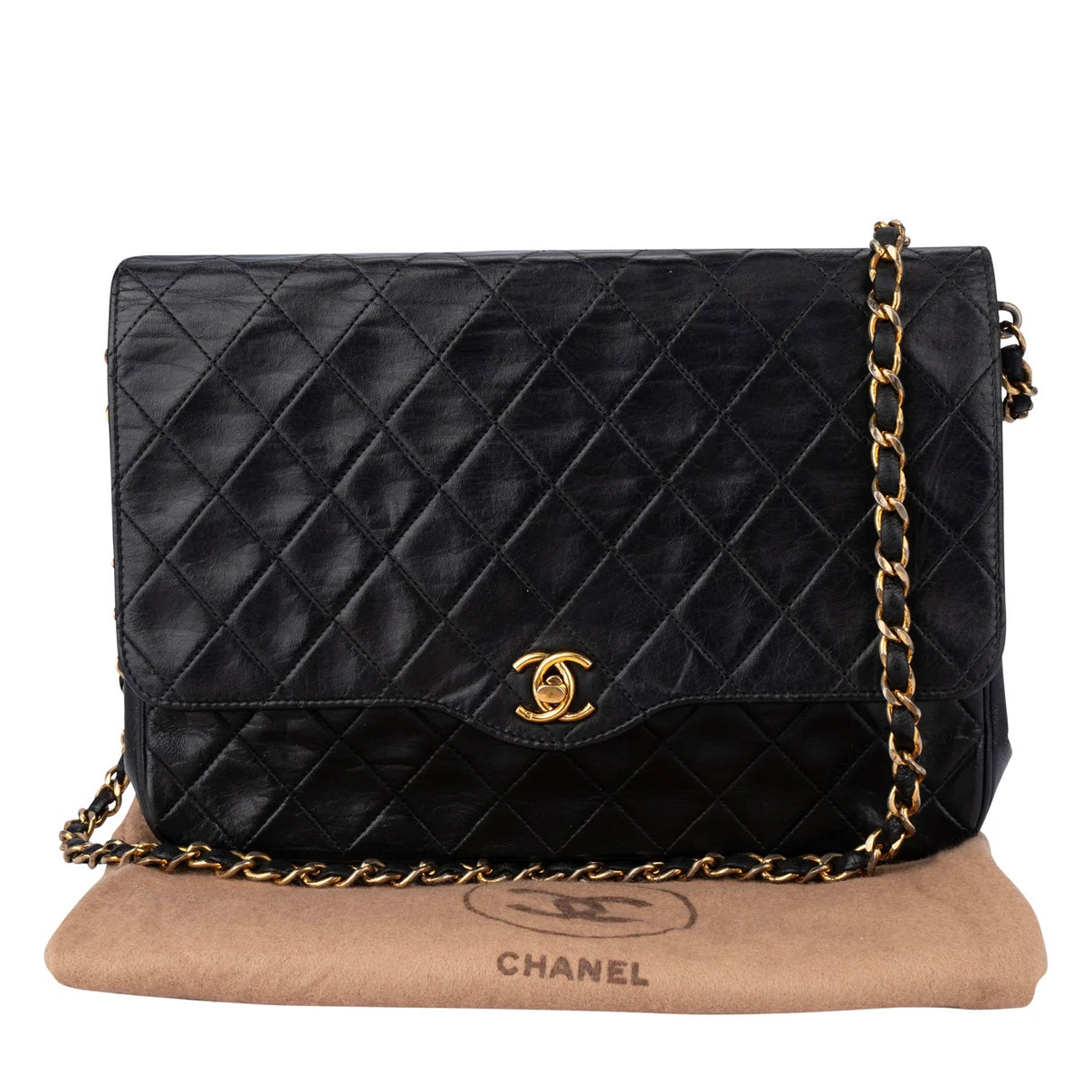 Chanel Quilted Lambskin 24K Gold Single Flap