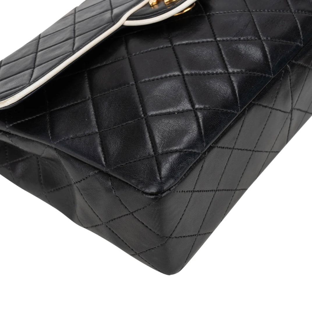 Chanel Quilted Lambskin 24K Gold Bicolor Single Flap Crossbody Bag