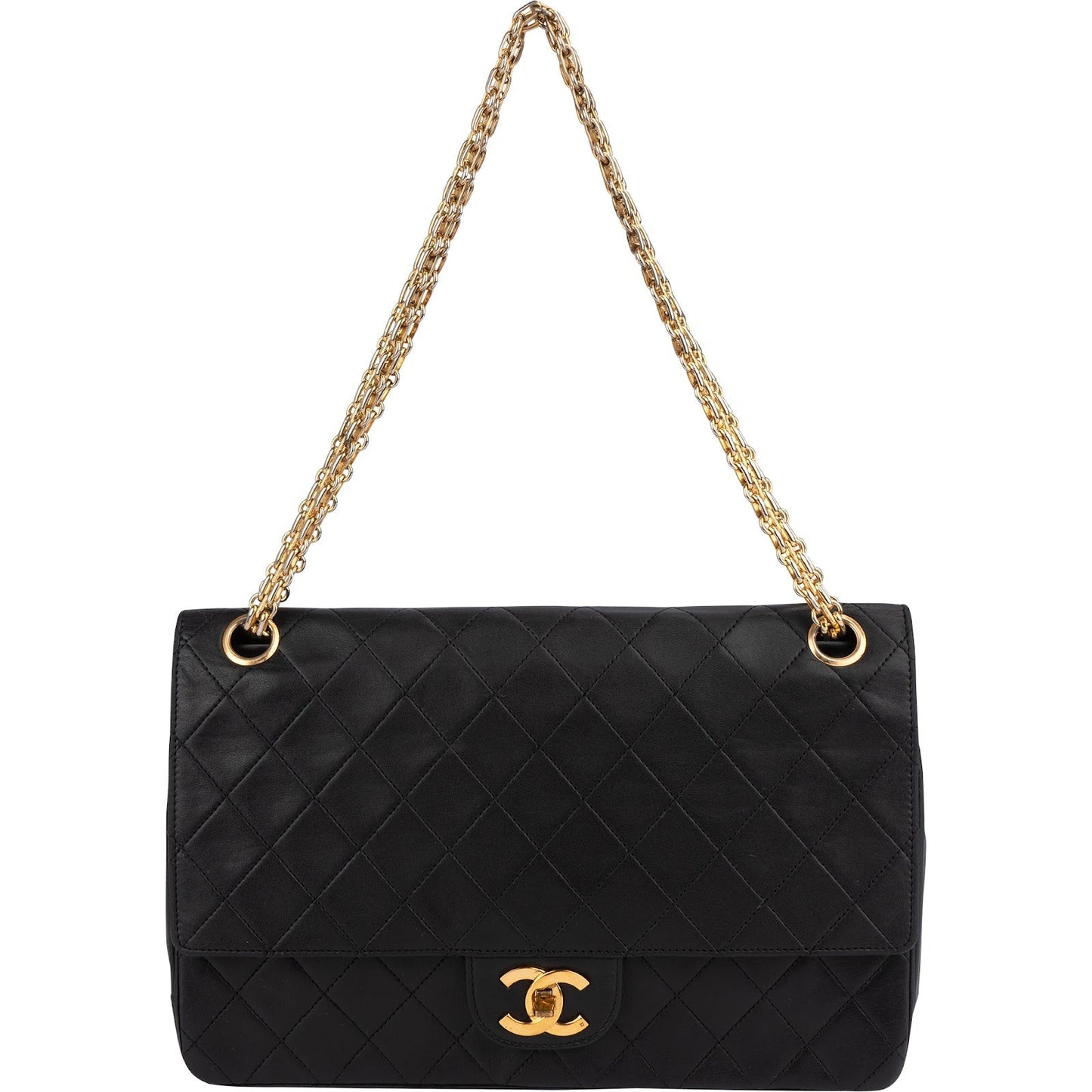 Chanel Quilted Lambskin 24K Gold Double Flap Shoulder Bag