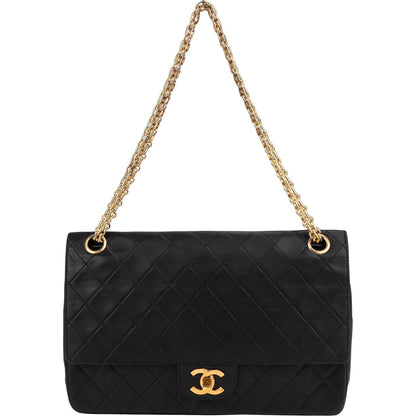 Chanel Quilted Lambskin 24K Gold Double Flap Shoulder Bag