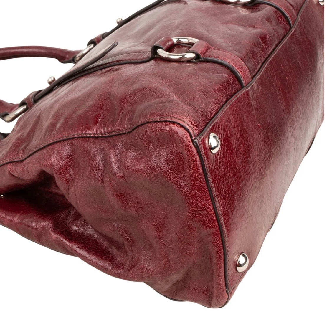 Miu Miu Vitello Lux Shine Leather Tote Buckle Handbag