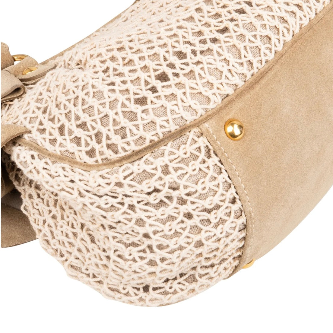 Miu Miu Suede and Crochet Bow City Handbag