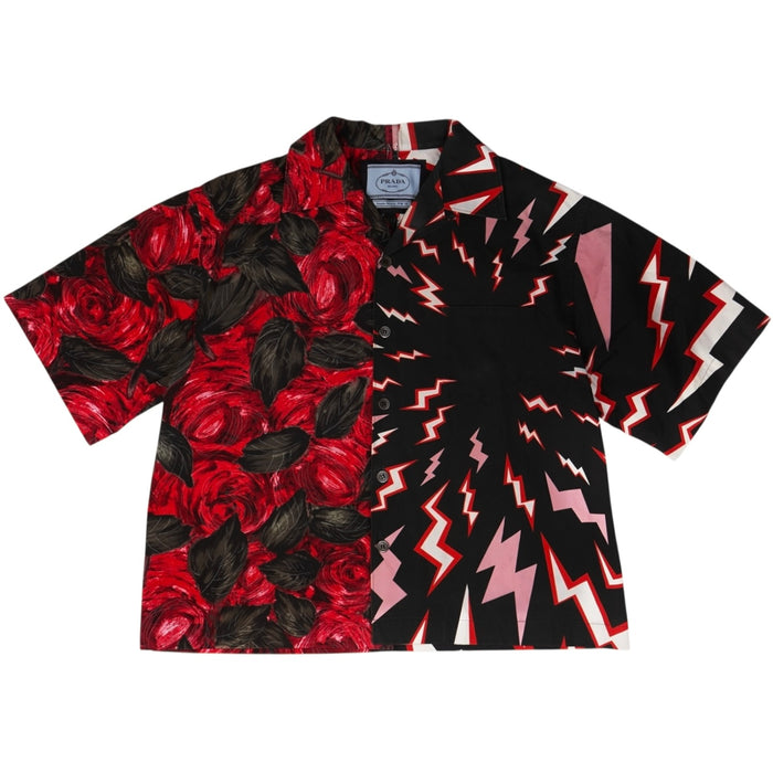 Prada FW19 Red Double Match Split Bowling Shirt