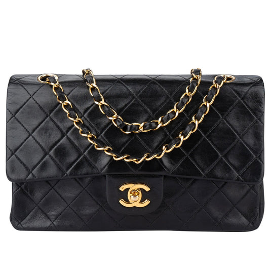 Chanel Quilted Lambskin 24K Gold Medium Double Flap Crossbody Bag