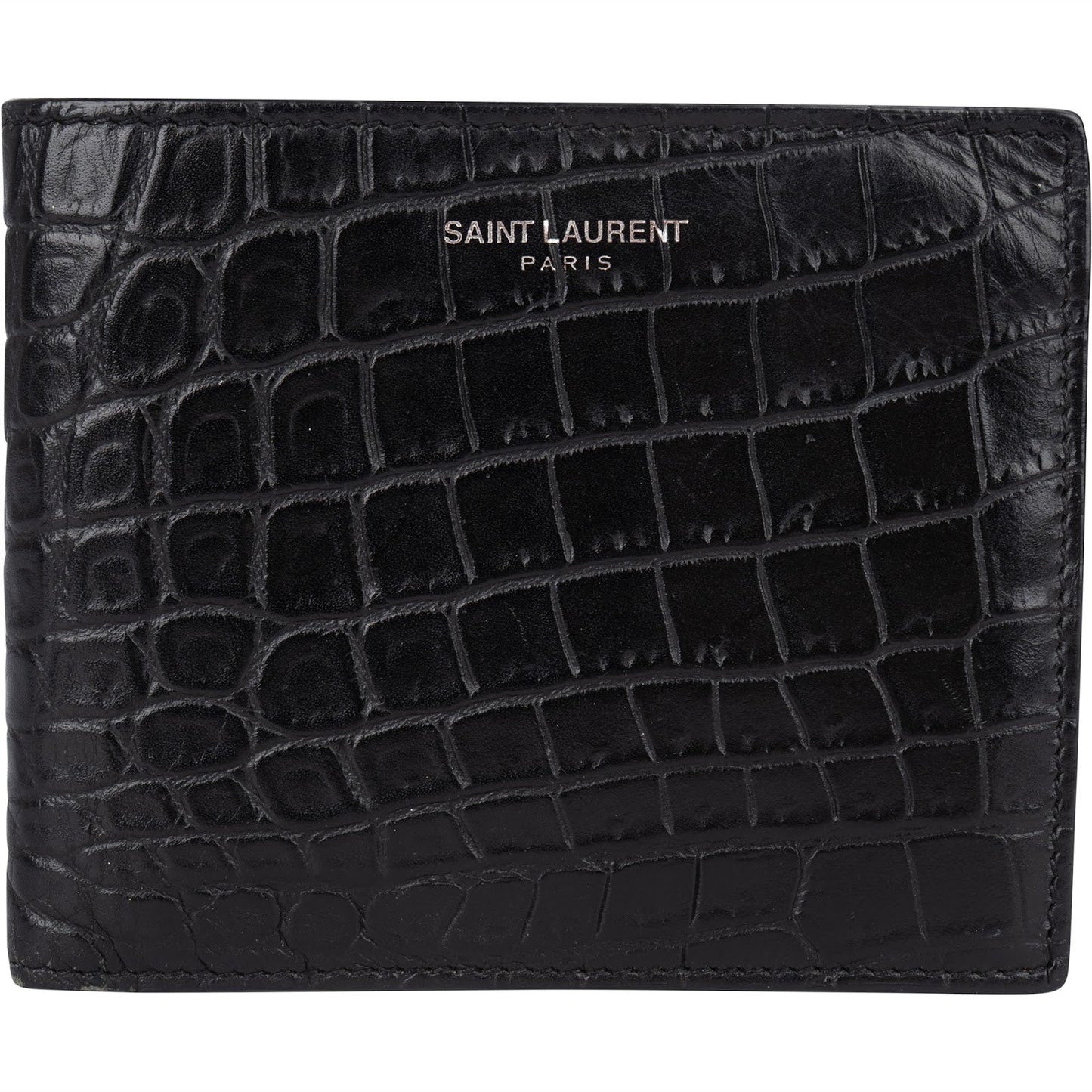 Saint Laurent Croc Embossed Leather Bifold Wallet