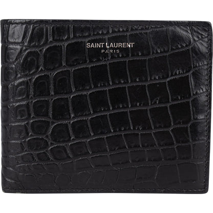 Saint Laurent Croc Embossed Leather Bifold Wallet