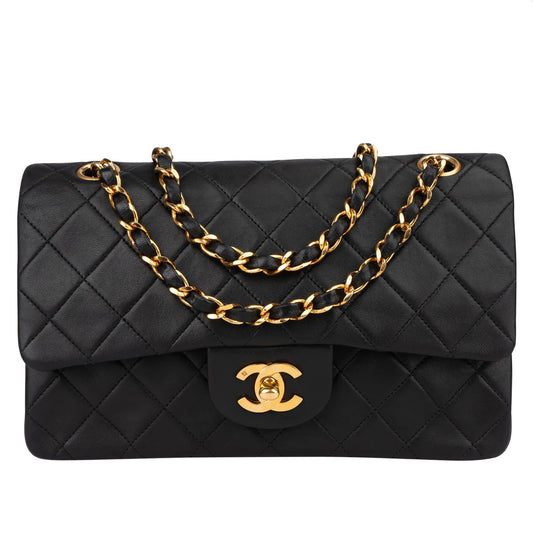 Chanel Quilted Lambskin 24K Gold Medium Double Flap Crossbody Bag