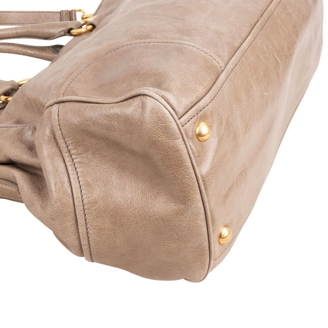 Prada Vitello Shine Leather Bauletto Handbag