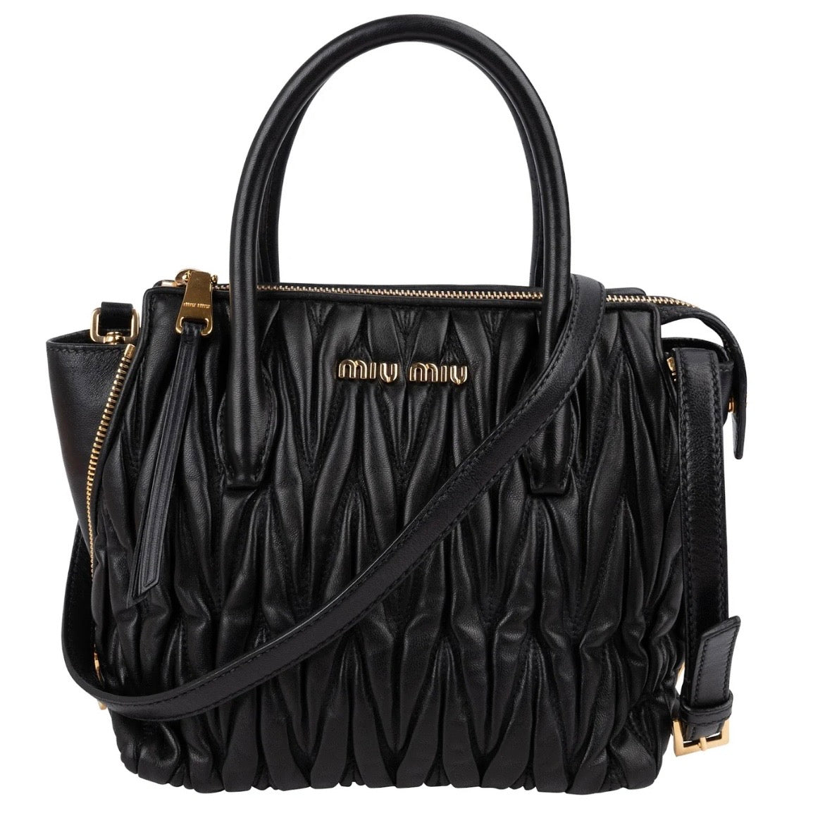 Miu Miu Black Quilted Nappa Leather Handbag