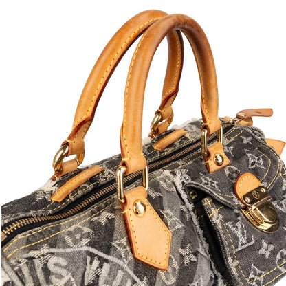 Louis Vuitton Limited Monogram Denim Patchwork Speedy 30 Handbag