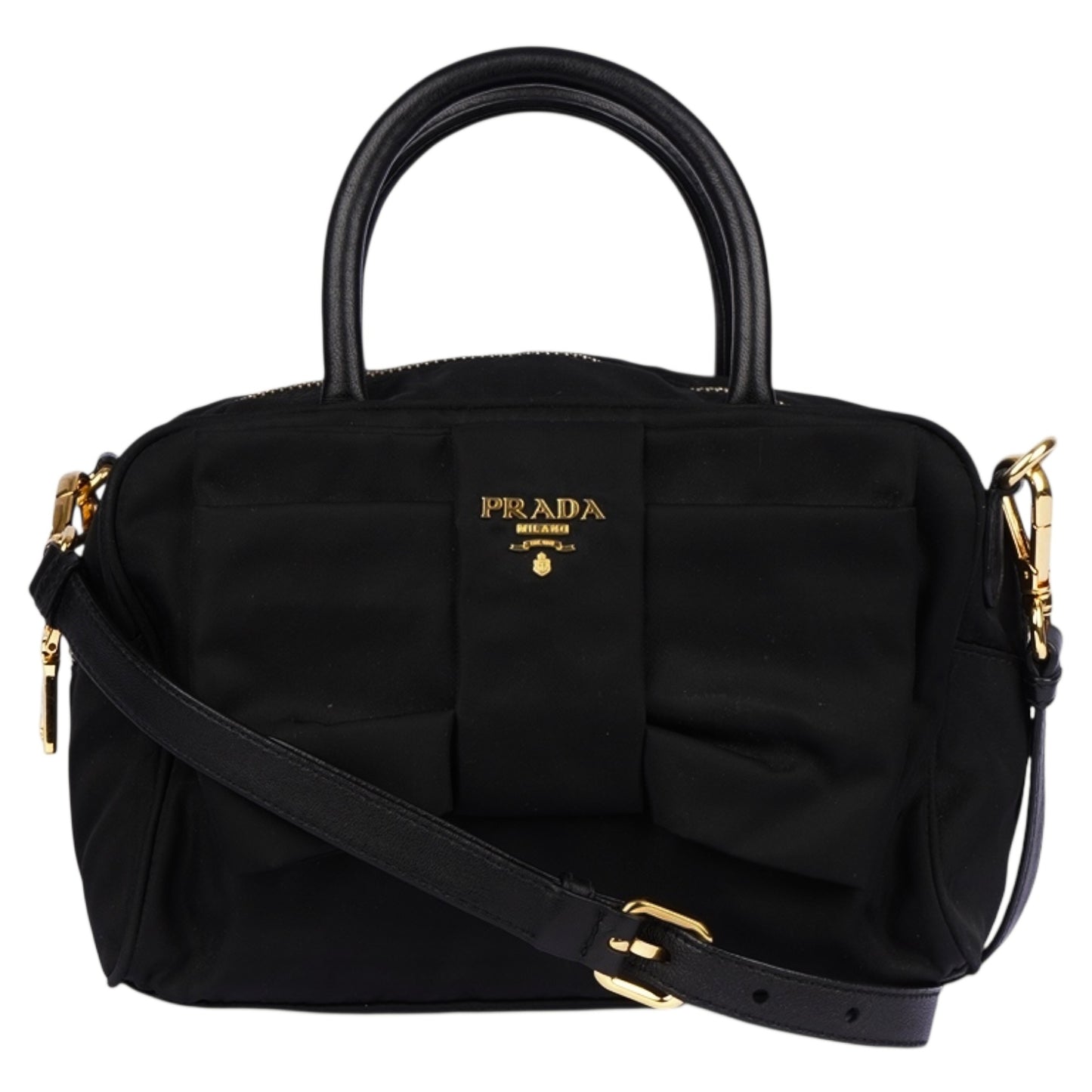 Prada Black Tessuto Fiocco Nylon Bow Detail Bag