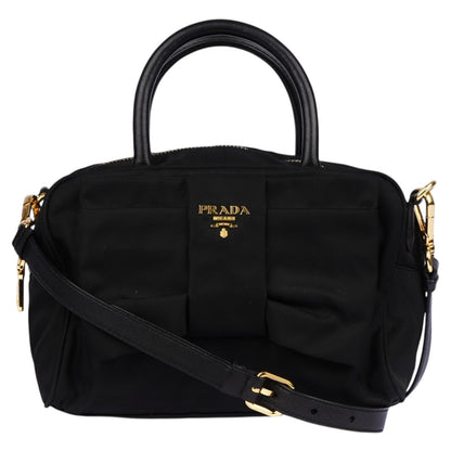 Prada Black Tessuto Fiocco Nylon Bow Detail Bag