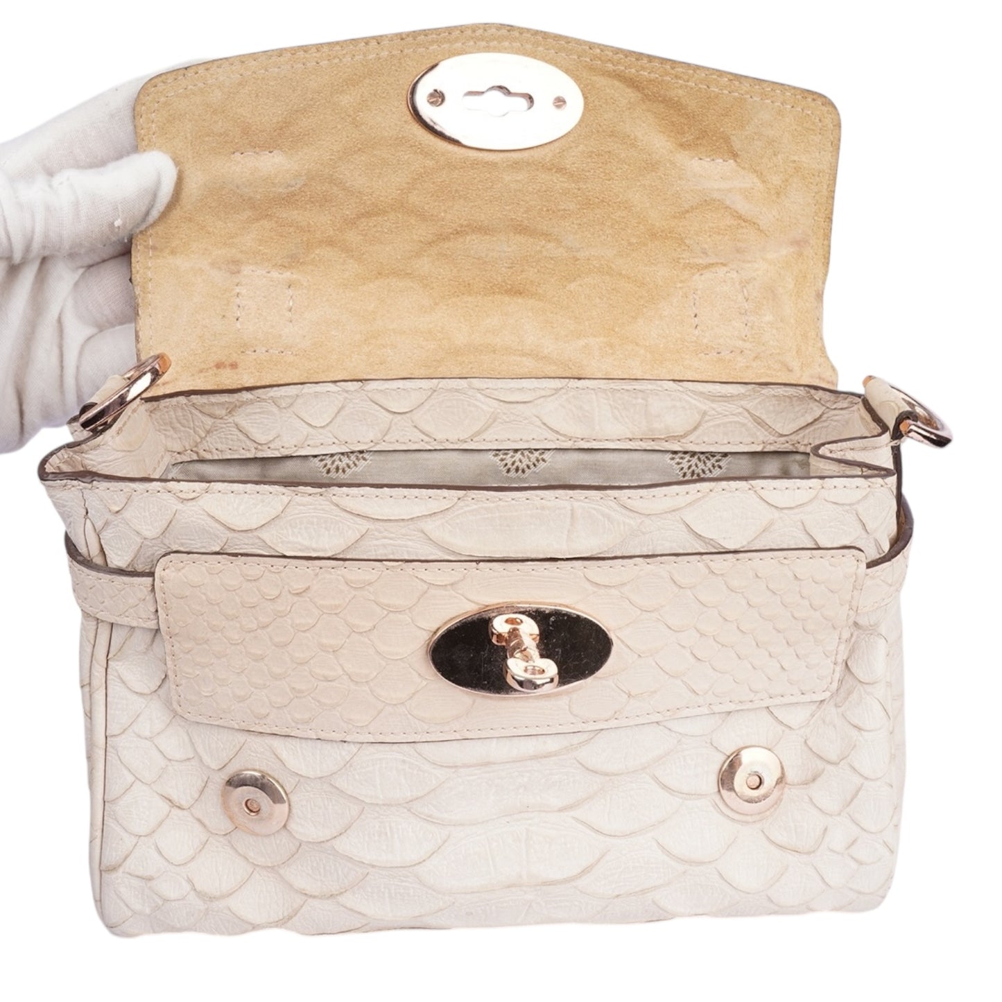 Mulberry Beige Python Embossed Leather Alexa Shoulder Bag