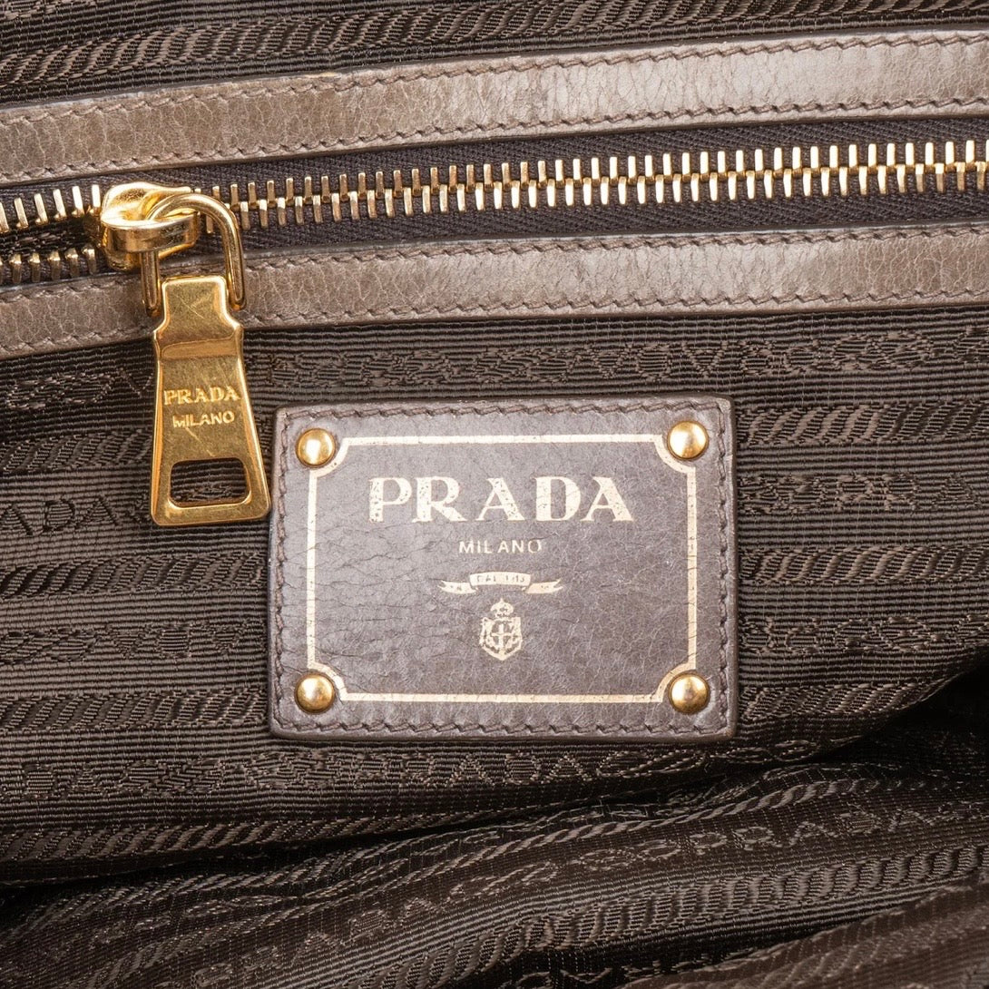 Prada Vitello Shine Leather Bauletto Satchel Handbag