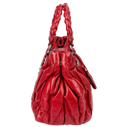 Miu Miu Red Quilted Vitello Lux Small Coffer Handbag