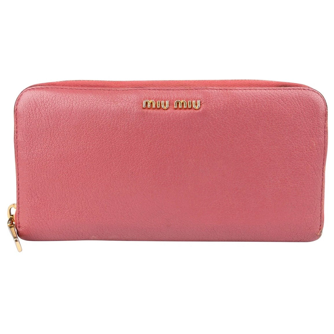 Miu Miu Pink Leather Zip Around Wallet