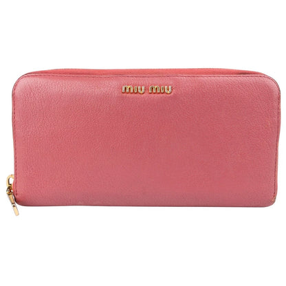 Miu Miu Pink Leather Zip Around Wallet
