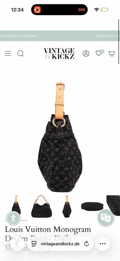 Louis Vuitton Monogram Denim Baggy Daily Shoulder Bag