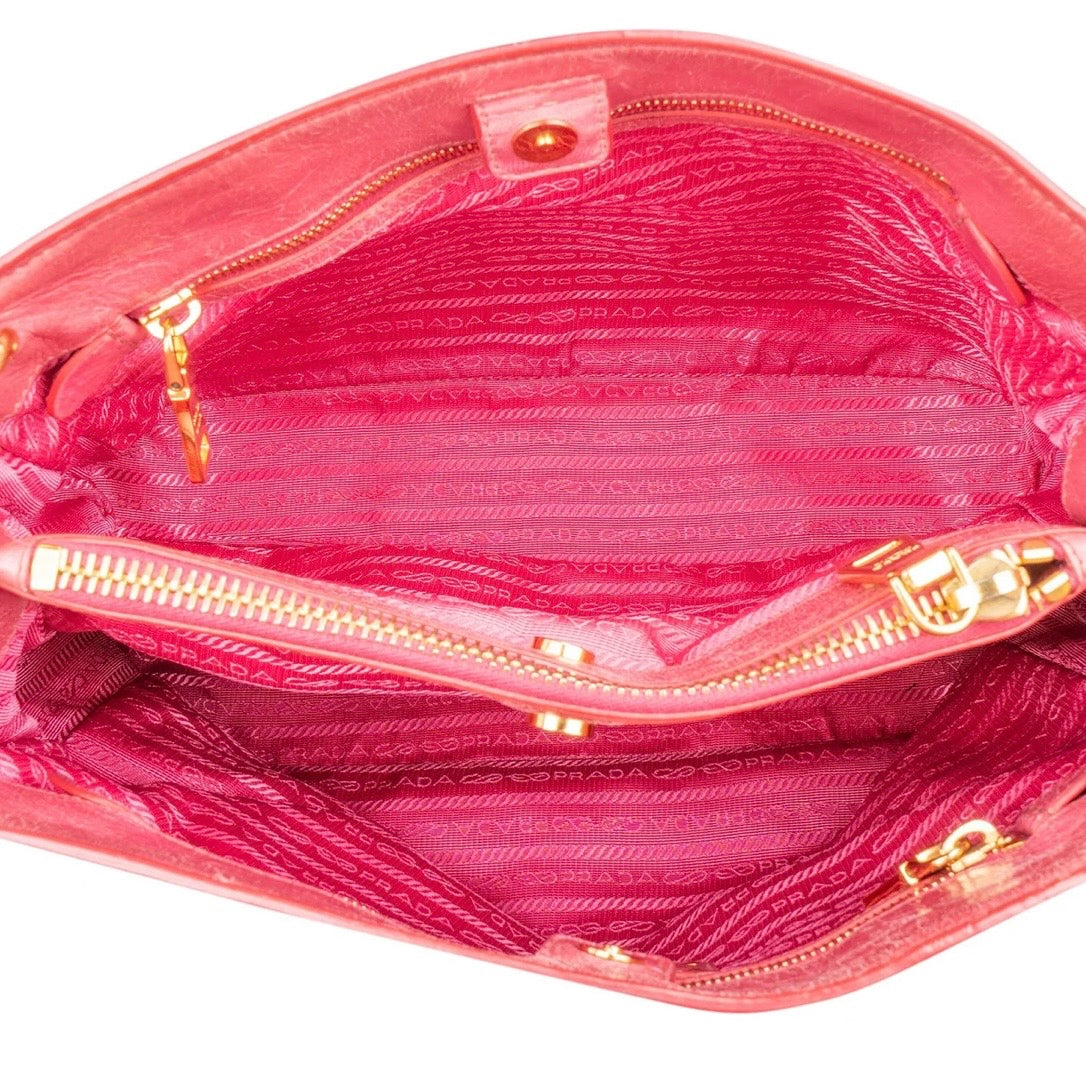 Prada Pink Vitello Lux Shine
Leather Tote Handbag