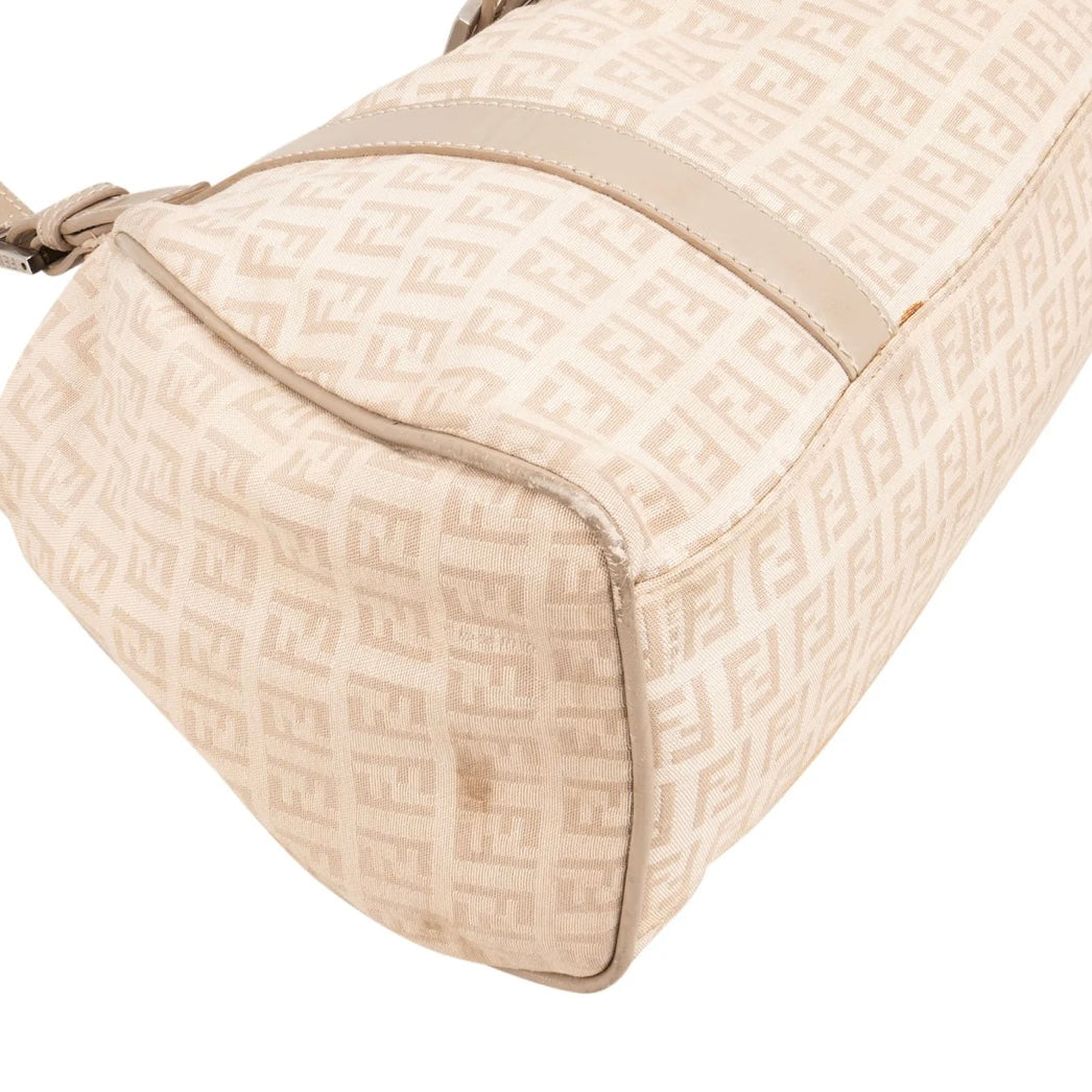 Fendi Monogram Zucca Baguette Buckle Shoulder Bag