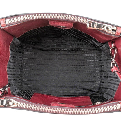 Prada Glace Calf Leather Twin
Pocket Shopper Handbag
