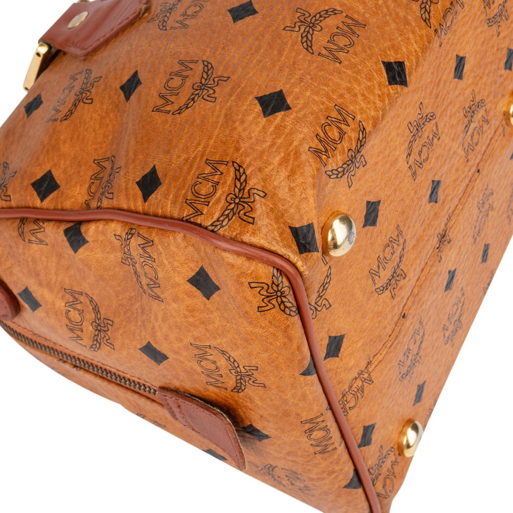MCM Visetos Monogram Boston Handbag