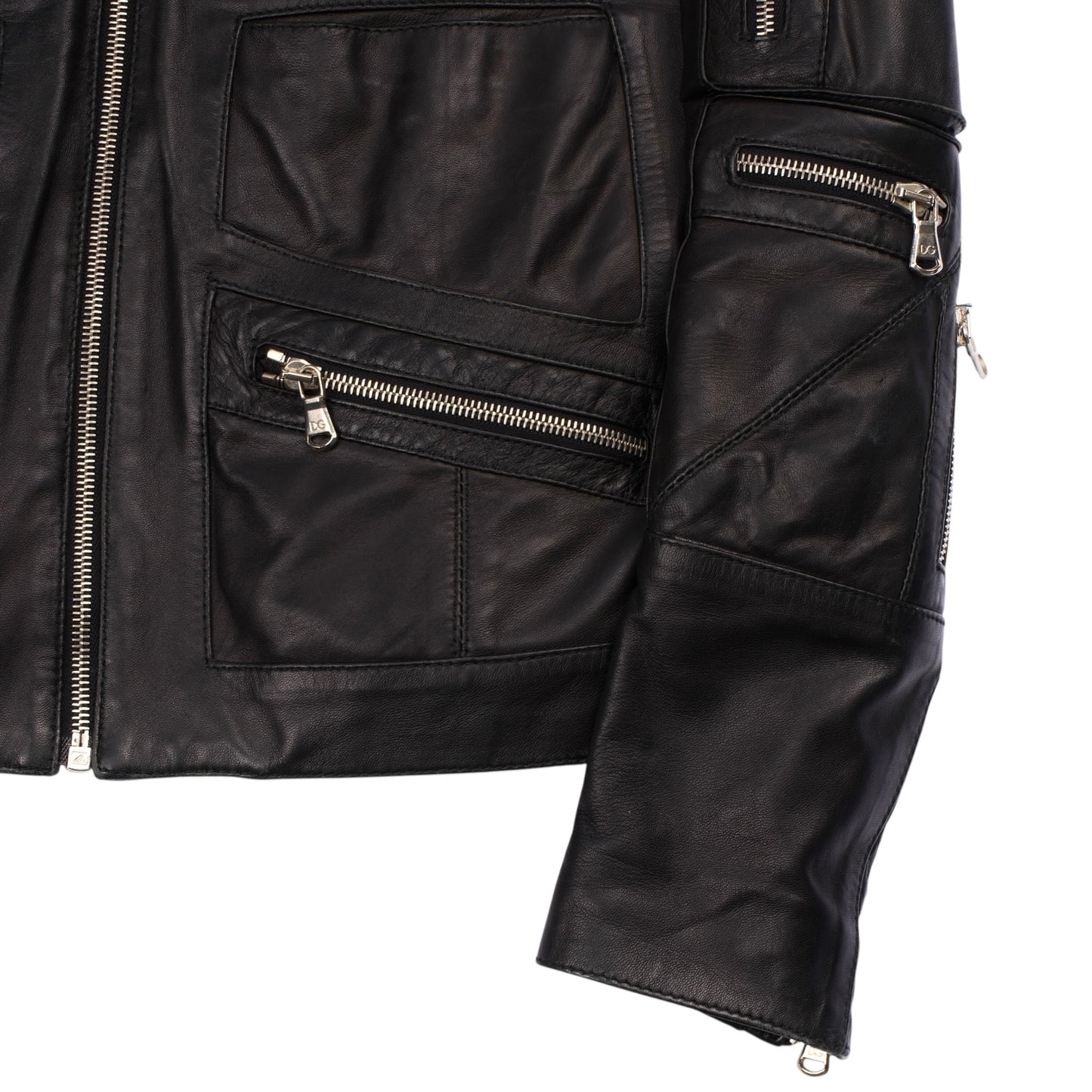 Dolce & Gabbana Multi-Zip Cropped Leather Jacket (42)