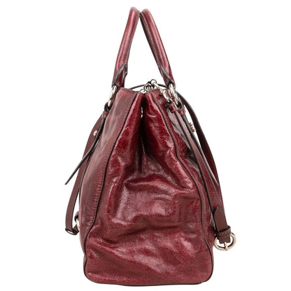 Miu Miu Vitello Lux Shine Leather Tote Buckle Handbag